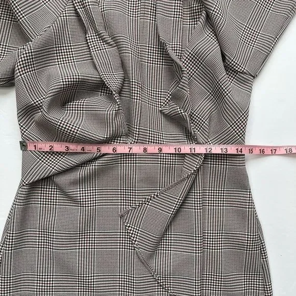 Topshop NEW Houndstooth Front Tie Plaid White Red Mini DresS Size 4 - Picture 12 of 16